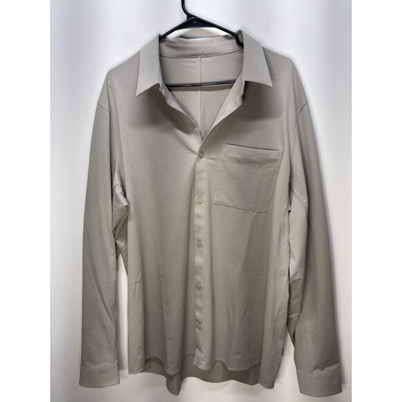 Lululemon Commission Tan Long Sleeve Button Up Shirt Men’s Size 2XL Estimated. - Picture 1 of 13
